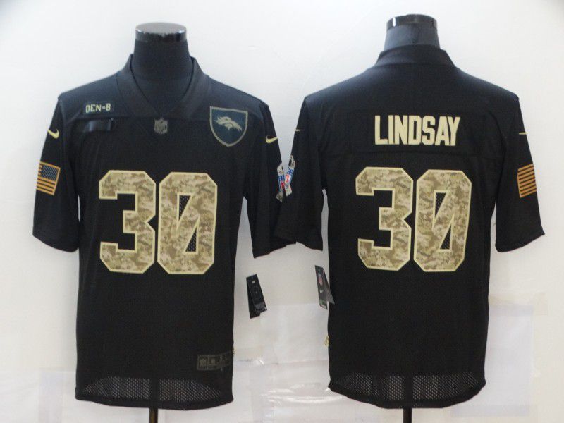 Men Denver Broncos #30 Lindsay Black camo Lettering 2020 Nike NFL Jersey->denver broncos->NFL Jersey